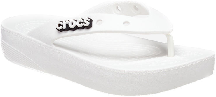 Crocs Classic Platform Flip - כפכפי אצבע קרוקס פלטפורמה בצבע לבן לנשים