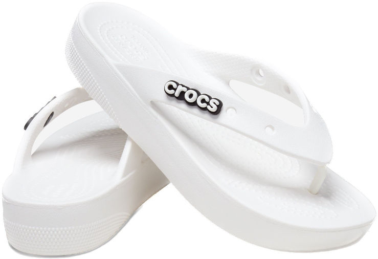 Crocs Classic Platform Flip - כפכפי אצבע קרוקס פלטפורמה בצבע לבן לנשים
