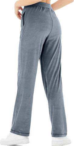 מכנסי נשים דגם VELOUR HIGH-WAIST GLIMMER WIDE LEG - צבע כחול