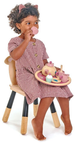סט להגשת תה מעץ עם מגש