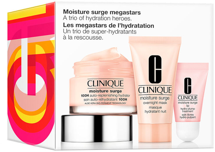 MOISTURIZER SURGE סט קרם לחות + מסכת לחות ללילה + תכשיר לחות עשיר לשפתיים