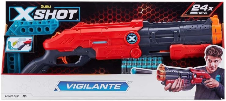 שוט גאן משחק לילדים VIGILANTE עד 27 מ' עם מתקן אחסון ו 24 חיצי ספוג