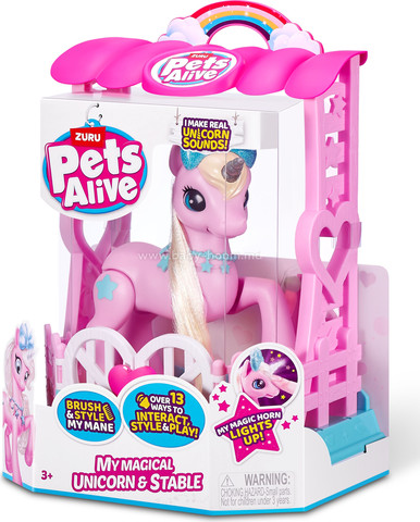 Pets Alive בובה אינטראקטיבית - בובת חד קרן קסום עם צלילים ורעמה ארוכה לסרק