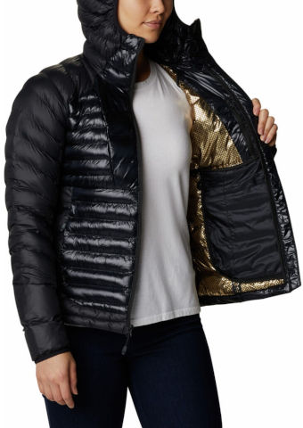 מעיל מבודד לנשים Labyrinth Loop Hooded W Black