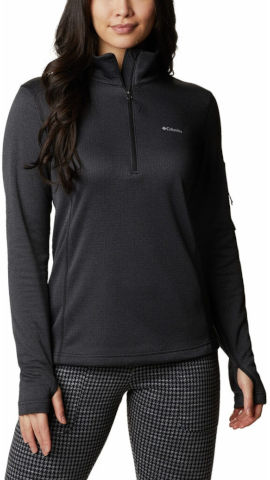 חולצת מיקרו-פליס לנשים Park View Grid Fleece Half Zip black heather