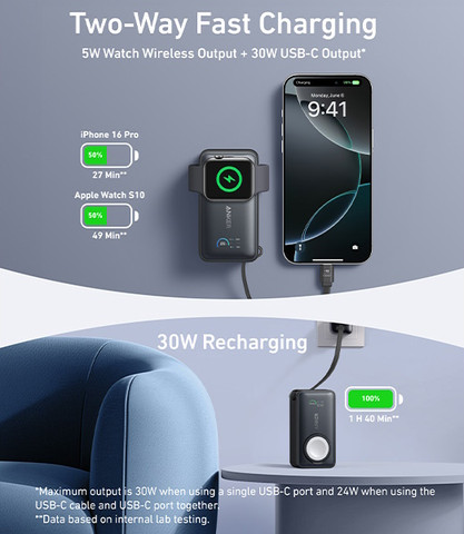 סוללת גיבוי 10,000mAh ‏Anker אנקר MagGo Power Bank