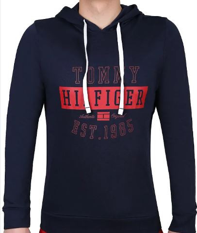 סוויטשירט קפוצ'ון מודפס  -פרנץ' טרי  TOMMY HILFIGER