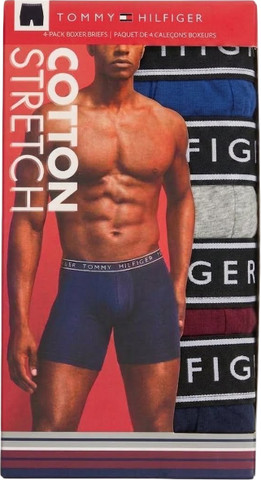 מארז 4 יחידות בוקסר לגבר TOMMY HILFIGER COTTON STRETCH BRIEFS
