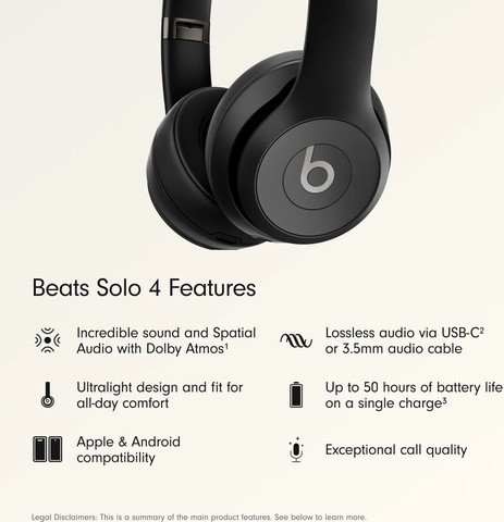 אוזניות אלחוטיות Beats Solo 4 בצבע Matte Black