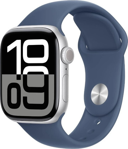 שעון חכם Apple Watch 42mm Series 10 GPS צבע שעון Silver Aluminium צבע רצועה Denim Sport Band גודל רצועה M/L