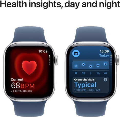שעון חכם Apple Watch 42mm Series 10 GPS צבע שעון Silver Aluminium צבע רצועה Denim Sport Band גודל רצועה M/L