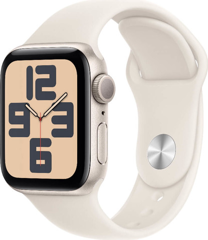 שעון חכם 44 מ"מ Apple אפל Watch SE 2024 GPS 44mm - Starlight Aluminium Case with Starlight Sport Band - M/L