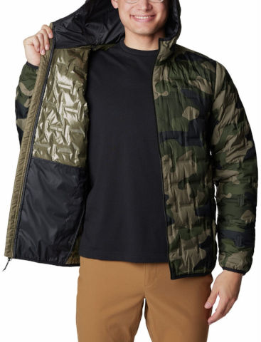 מעיל פוך לגברים Delta Ridge Down Hooded M stone green camo