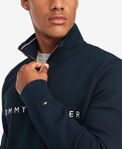 סווטשירט עם לוגו Tommy Hilfiger לגברים בדגם Essential Logo Zip