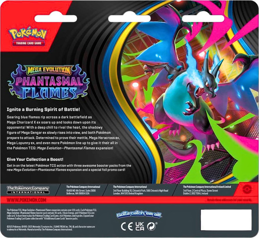 Pokémon TCG Mega Evolution: Phantasmal Flames – 3 Booster Packs & Sneasel Promo Card | בלעדי לאתר