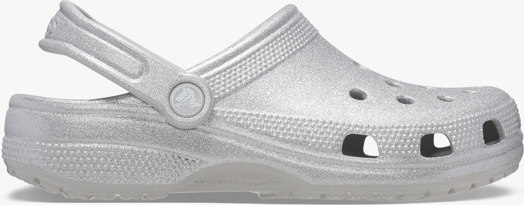 Crocs Classic Glitter Clog - כפכפי קלוג קרוקס נצנצים לנשים בצבע כסף