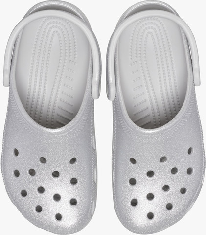 Crocs Classic Glitter Clog - כפכפי קלוג קרוקס נצנצים לנשים בצבע כסף