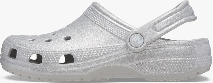 Crocs Classic Glitter Clog - כפכפי קלוג קרוקס נצנצים לנשים בצבע כסף