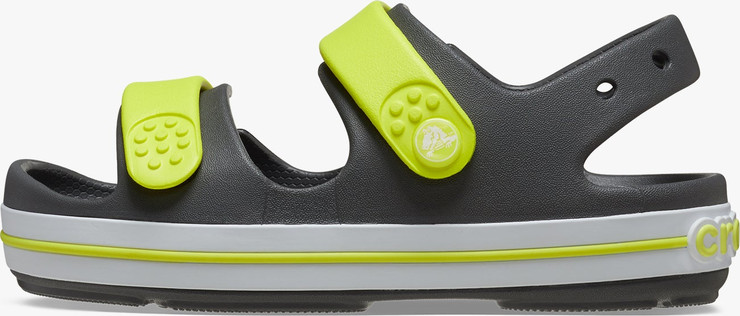 Crocs Crocband Cruiser Sandal K - סנדלי קרוקבנד לילדים בצבע אפור/ירוק זרחני