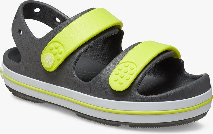 Crocs Crocband Cruiser Sandal T - סנדלי קרוקבנד לילדים בצבע אפור/ירוק זרחני מידות קטנות