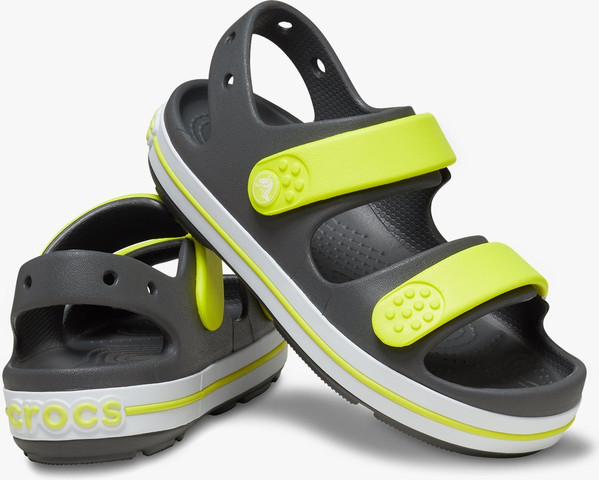 Crocs Crocband Cruiser Sandal T - סנדלי קרוקבנד לילדים בצבע אפור/ירוק זרחני מידות קטנות