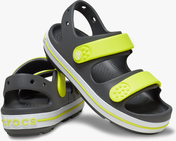 Crocs Crocband Cruiser Sandal T - סנדלי קרוקבנד לילדים בצבע אפור/ירוק זרחני מידות קטנות