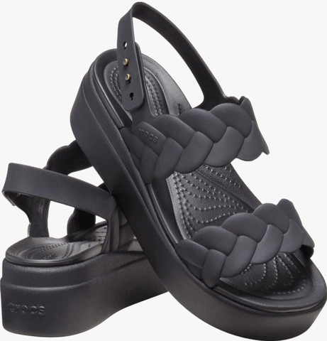 Crocs Brooklyn Woven Upper Low Wedge  -  סנדלי פלטפורמה קרוקס ברוקלין לנשים בצבע שחור