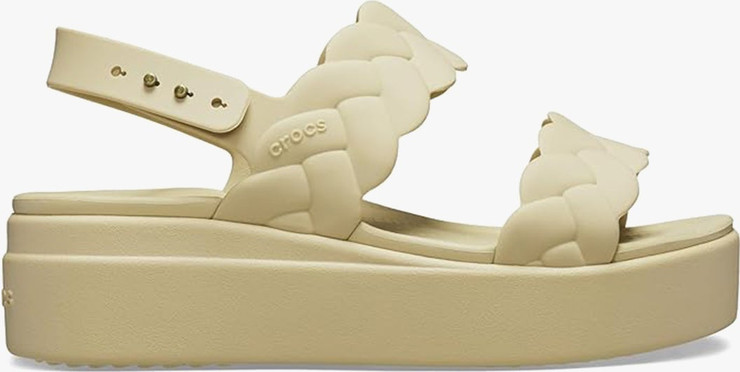 Crocs Brooklyn Woven Upper Low Wedge  -  סנדלי פלטפורמה קרוקס ברוקלין לנשים בצבע צ'אי