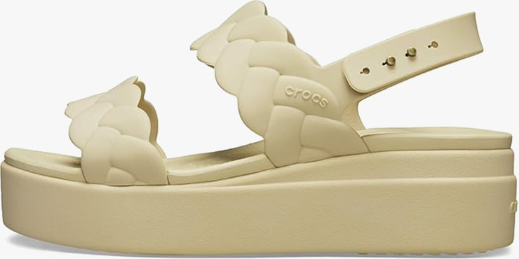 Crocs Brooklyn Woven Upper Low Wedge  -  סנדלי פלטפורמה קרוקס ברוקלין לנשים בצבע צ'אי
