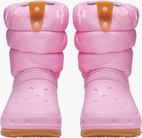 Crocs Toddler Classic Neo Puff Boot - מגפיים לילדים קרוקס בצבע ורוד סוויד/גומי