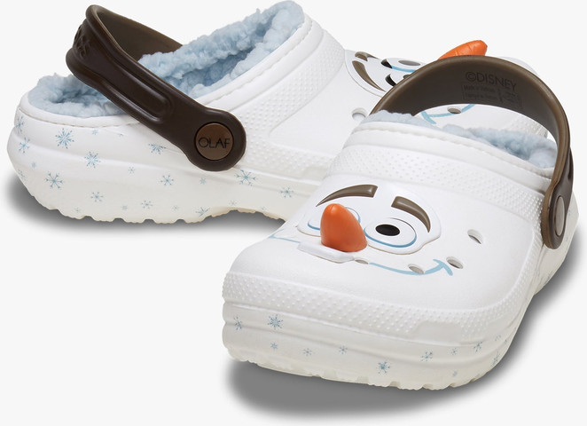 Crocs Toddlers' Disney Frozen Olaf Lined Classic Clog K - כפכפים פרוותיים קרוקס פרוזן אולף לילדים