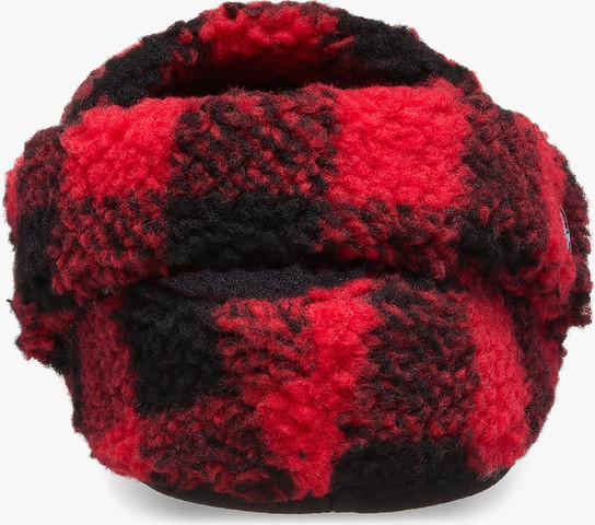 Crocs Classic Buffalo Check Cozzzy Slipper - נעלי בית קרוקס עם הדפס משובץ בצבע אדום ורסיטי/שחור