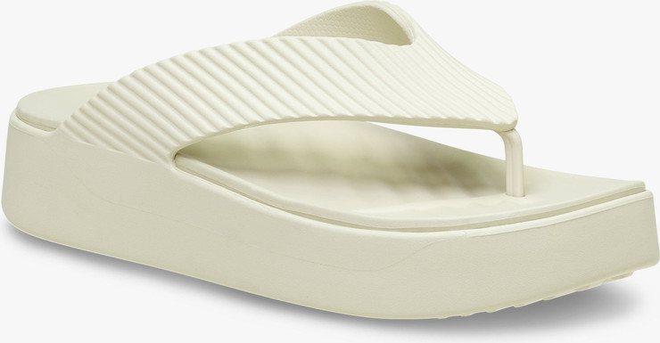 Crocs Getaway Groove Platform Flip - כפכפי אצבע פלטפורמה קרוקס לנשים בצבע אבן/חול