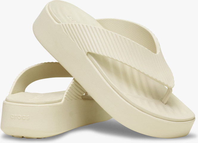 Crocs Getaway Groove Platform Flip - כפכפי אצבע פלטפורמה קרוקס לנשים בצבע אבן/חול