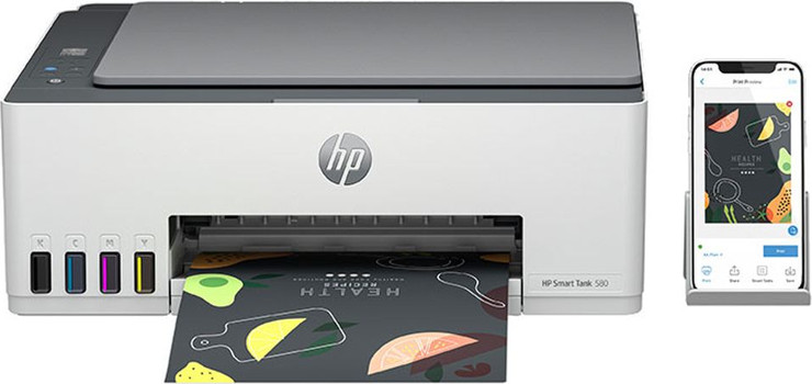 מדפסת הזרקת דיו משולבת HP Smart Tank 580 1F3Y2A