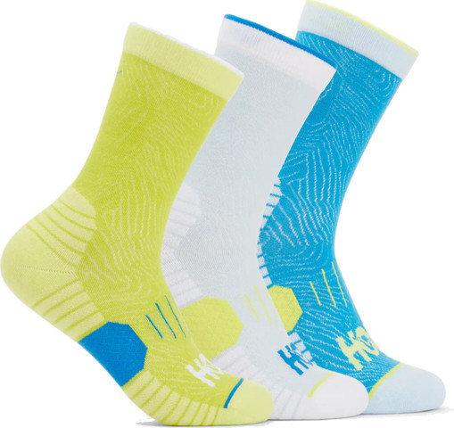 U Crew Run Sock 3-Pack מארז 3 זוגות גרבי ריצה גבוהים צהוב-תכלת-לבן