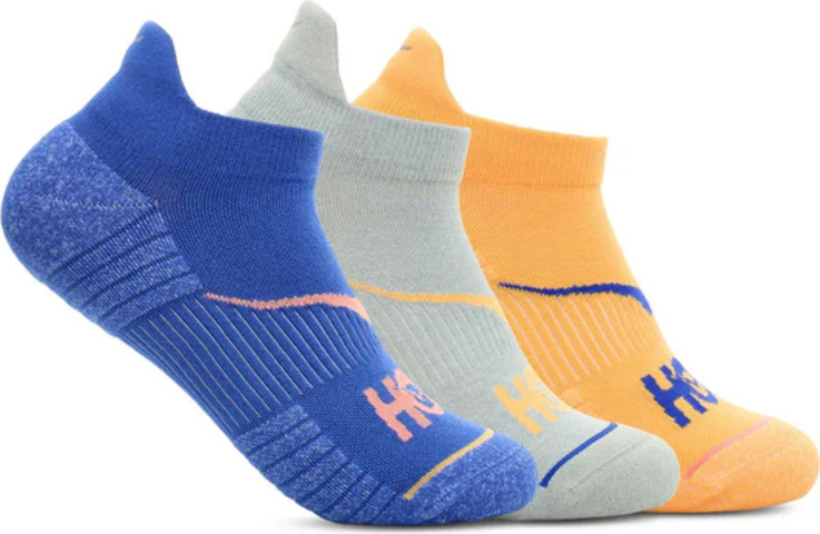 Hoka U No-Show Run Sock 3-Pack מארז 3 זוגות גרבי ריצה כחול-אפור-כתום