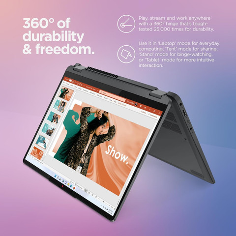 מחשב נייד Lenovo Flex Ryzen 7 7730U 512GB SSD 16GB 16″ WUXGA מסך מגע 16 מסתובב עודפים לנובו