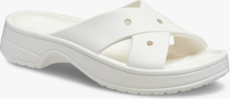 Crocs Classic Women's Cross Strap - כפכפי קרוקס לנשים בצבע לבן גיר
