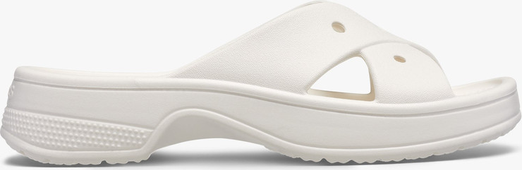 Crocs Classic Women's Cross Strap - כפכפי קרוקס לנשים בצבע לבן גיר