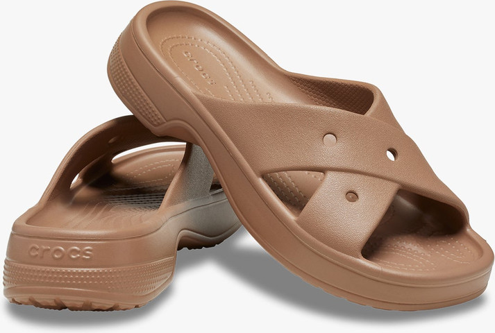 Crocs Classic Women's Cross Strap - כפכפי קרוקס לנשים בצבע חום