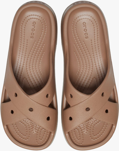 Crocs Classic Women's Cross Strap - כפכפי קרוקס לנשים בצבע חום