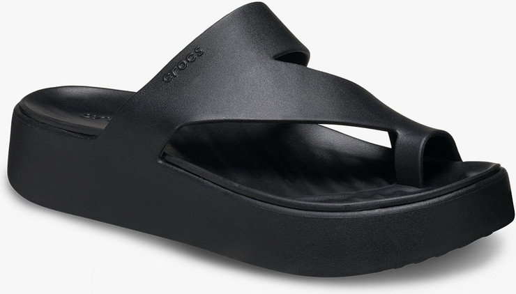 Crocs Getaway Platform Toe Loop - כפכפי אצבע פלטפורמה קרוקס לנשים בצבע שחור