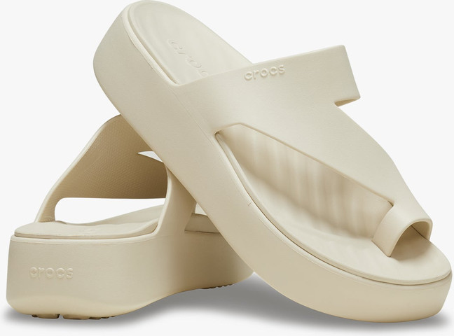 Crocs Getaway Platform Toe Loop - כפכפי אצבע פלטפורמה קרוקס לנשים בצבע אבן חול