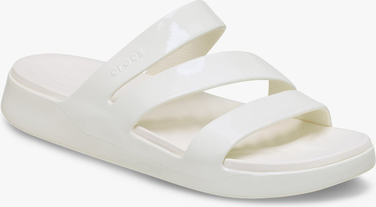 Crocs Getaway Patent Strappy -  כפכפי קרוקס לנשים בצבע לבן גיר