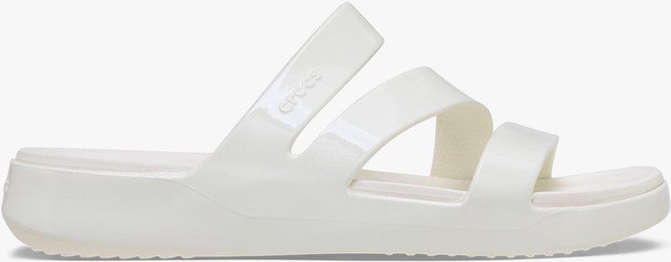 Crocs Getaway Patent Strappy -  כפכפי קרוקס לנשים בצבע לבן גיר