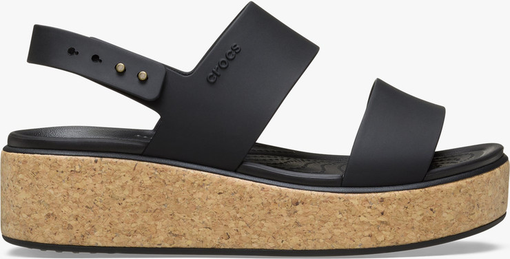 Crocs Brooklyn Cork Low Wedge - סנדלי פלטפורמה קרוקס ברוקלין קורק לנשים בצבע שחור