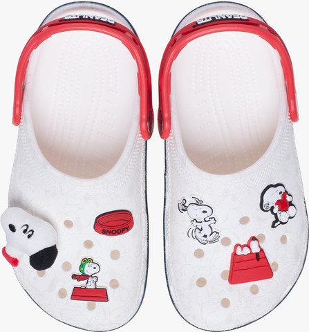 Crocs Peanuts Classic Clog T - כפכפי קלוג קרוקס סנופי לילדים בצבע לבן/שחור/אדום מידות קטנות