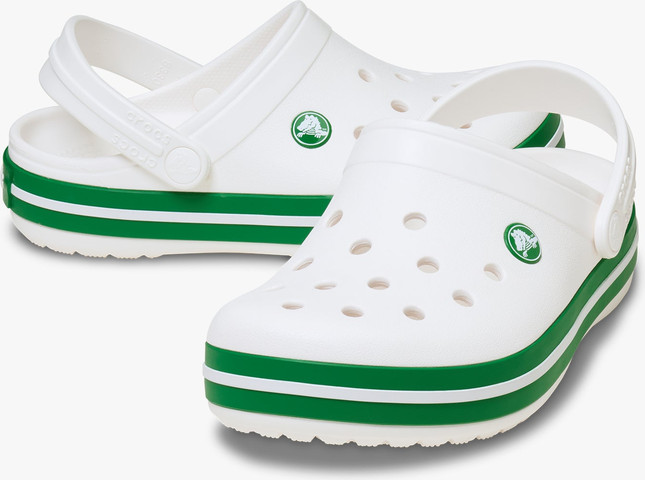 Crocs Crocband Clog K - כפכפי קרוקבנד קרוקס לילדים בצבע לבן/ירוק קיסוס