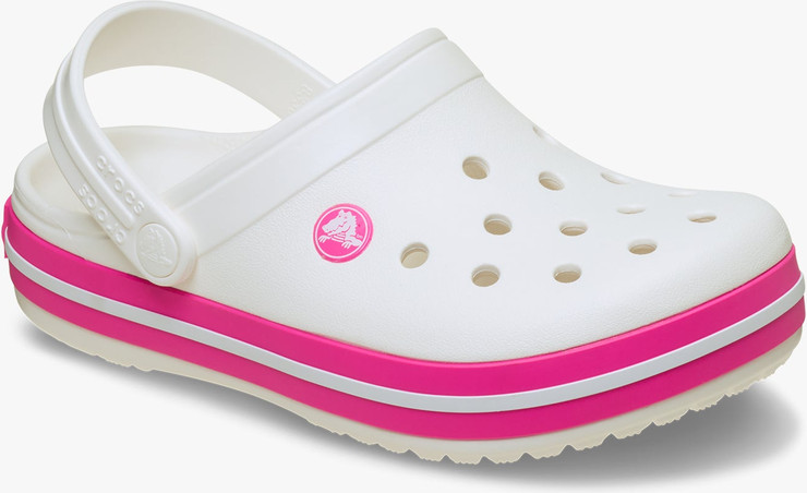 Crocs Crocband Clog K - כפכפי קרוקבנד קרוקס לילדים בצבע לבן/ורוד קראש